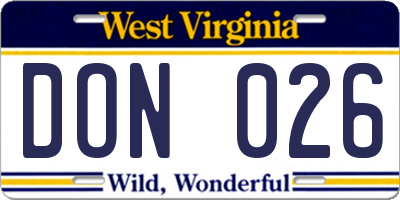 WV license plate DON026