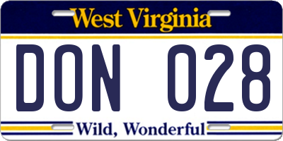 WV license plate DON028