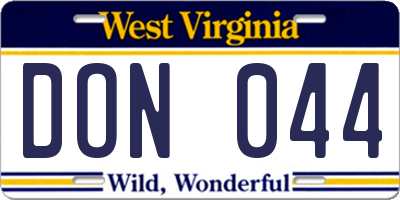 WV license plate DON044
