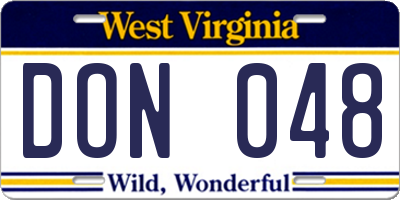 WV license plate DON048