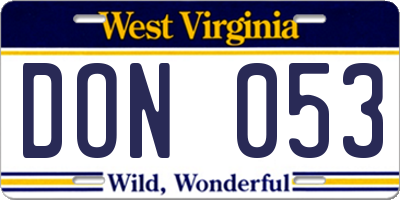 WV license plate DON053