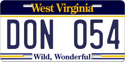 WV license plate DON054