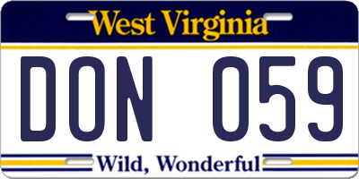 WV license plate DON059