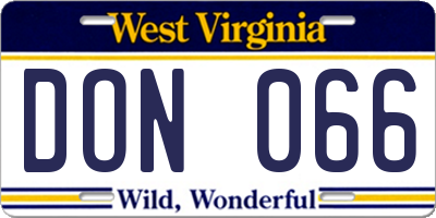 WV license plate DON066