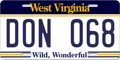 WV license plate DON068
