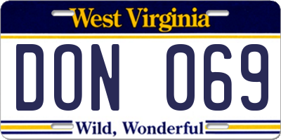 WV license plate DON069