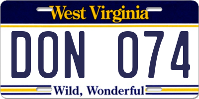 WV license plate DON074