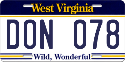 WV license plate DON078