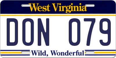 WV license plate DON079