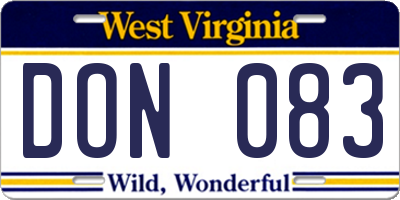 WV license plate DON083