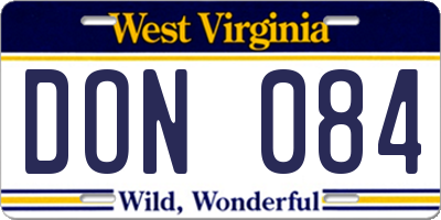 WV license plate DON084