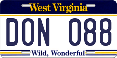 WV license plate DON088