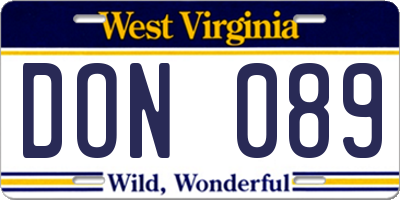 WV license plate DON089