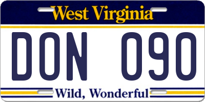 WV license plate DON090