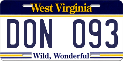 WV license plate DON093