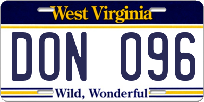 WV license plate DON096