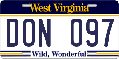 WV license plate DON097