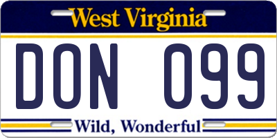 WV license plate DON099