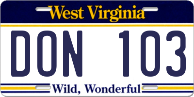 WV license plate DON103