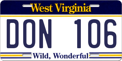 WV license plate DON106