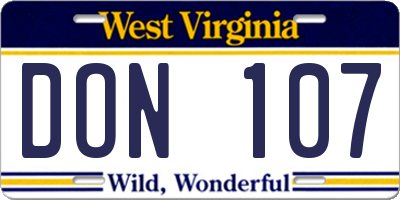 WV license plate DON107