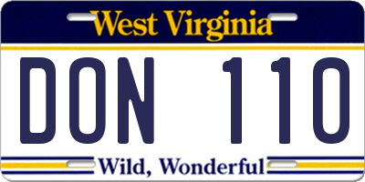 WV license plate DON110