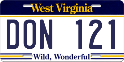 WV license plate DON121