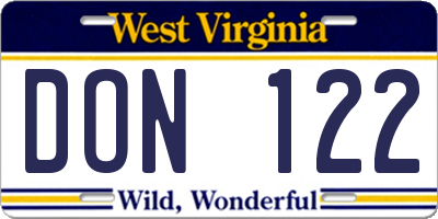 WV license plate DON122