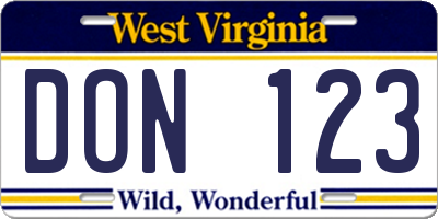 WV license plate DON123