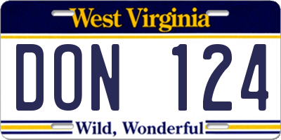 WV license plate DON124