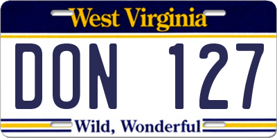WV license plate DON127