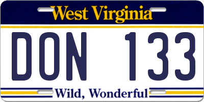 WV license plate DON133