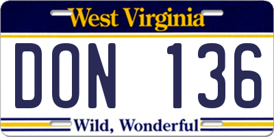 WV license plate DON136