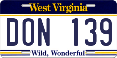 WV license plate DON139