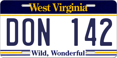 WV license plate DON142