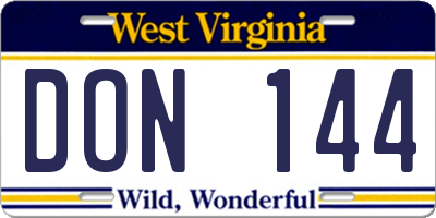 WV license plate DON144