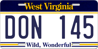 WV license plate DON145