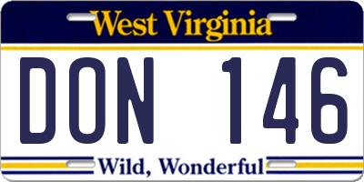 WV license plate DON146