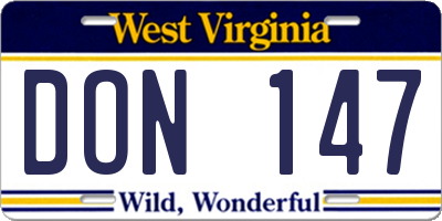 WV license plate DON147