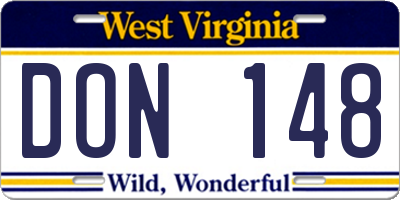 WV license plate DON148