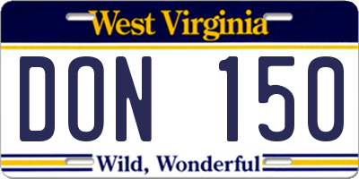 WV license plate DON150