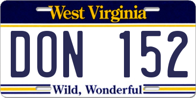 WV license plate DON152