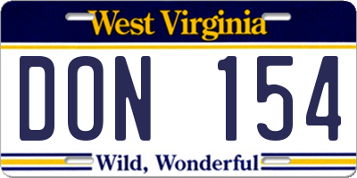WV license plate DON154