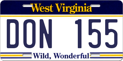 WV license plate DON155