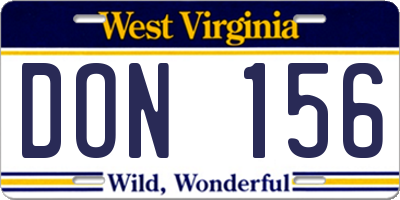 WV license plate DON156