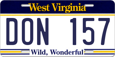 WV license plate DON157