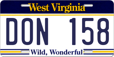 WV license plate DON158