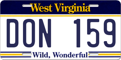 WV license plate DON159
