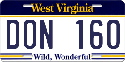 WV license plate DON160