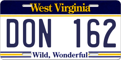WV license plate DON162